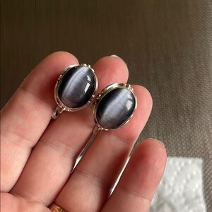 Elegant Silver and Black Women's Earrings